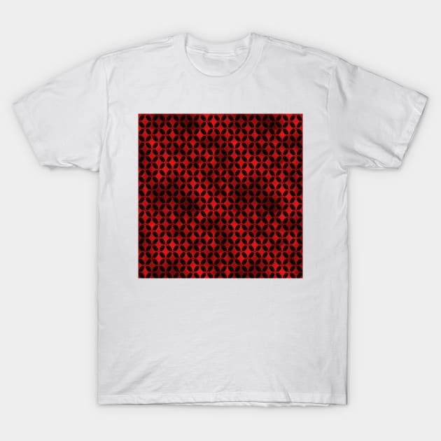 4 Leaf Quatrefoils in Black and Ruby Red Vintage Faux Foil Art Deco Vintage Foil Pattern T-Shirt by podartist